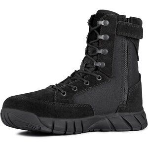 Men's Suede Leather Deep Black 8" Lightweight Military Work Combat Desert Boot